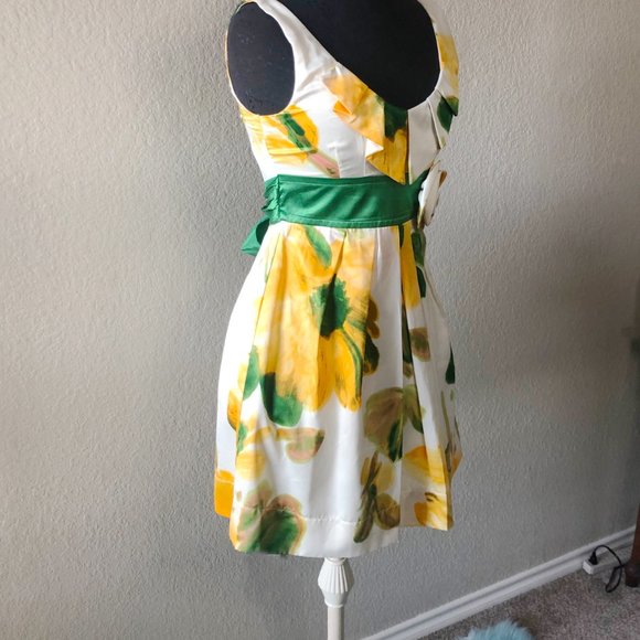 Teeze Me Yellow and Green Floral Semi-Formal Dress - Picture 4 of 4